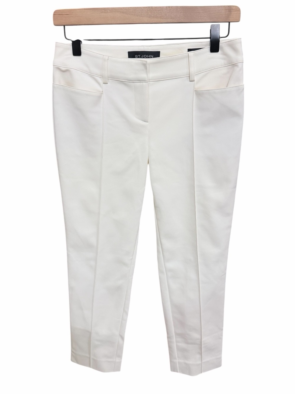 ST. JOHN Jennifer Ankle Pant Cream White Cropped Size 2 - Picture 4 of 13